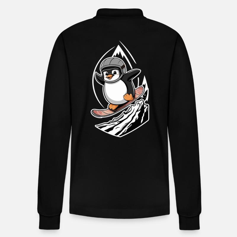 Penguin Snowboard Adventure - Polo à manches longues bio PREPSTER Stanley/Stella Unisexe - noir