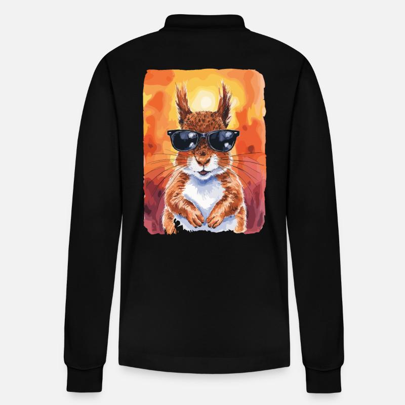 Cooles Eichhörnchen Mit Sonnenbrille - Stanley/Stella Unisex Bio-Langarm-Poloshirt Prepster - Schwarz