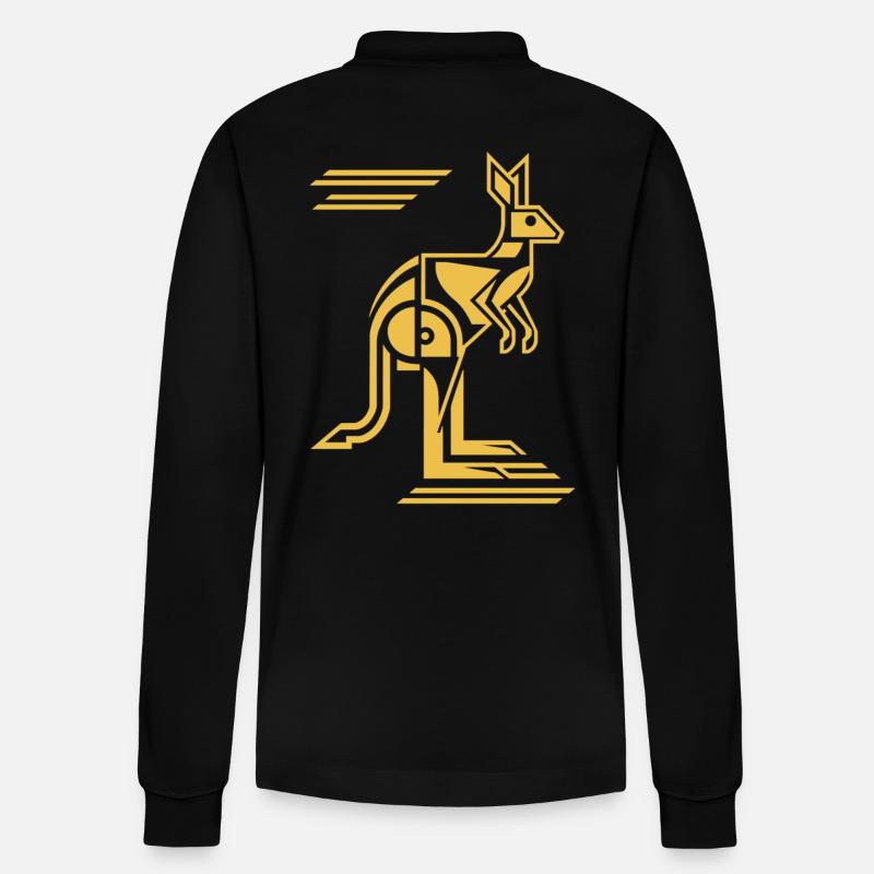 Oeuvre géométrique Kangourou en jaune - Polo à manches longues bio PREPSTER Stanley/Stella Unisexe - noir
