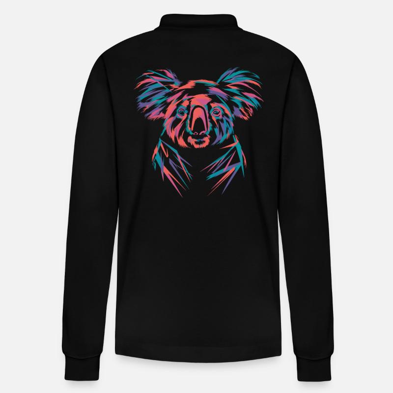 Farbintensiver Koala im Neondesign - Stanley/Stella Unisex Bio-Langarm-Poloshirt Prepster - Schwarz