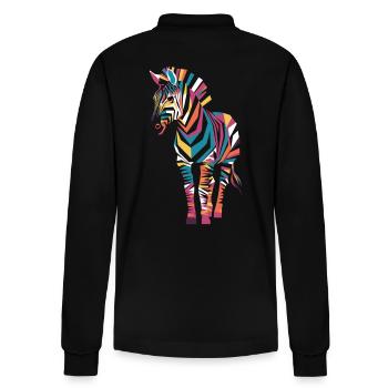 Colorful Zebra Artwork for Animal Lovers - Stanley/Stella Organic Unisex Long-Sleeved Polo Shirt Prepster - black - Back - Anna (173cm)