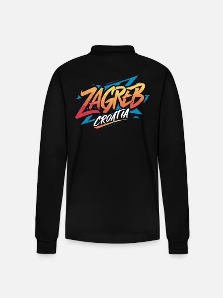 Zagreb Croatia Souvenir - Stanley/Stella Organic Unisex Long-Sleeved Polo Shirt Prepster - black
