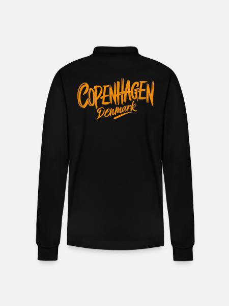 Copenhagen Denmark Souvenir Lettering - Stanley/Stella Organic Unisex Long-Sleeved Polo Shirt Prepster - black