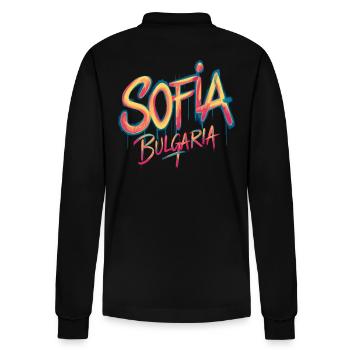 Sofia Bulgaria Souvenir - Stanley/Stella Organic Unisex Long-Sleeved Polo Shirt Prepster - black - Back - Anna (173cm)