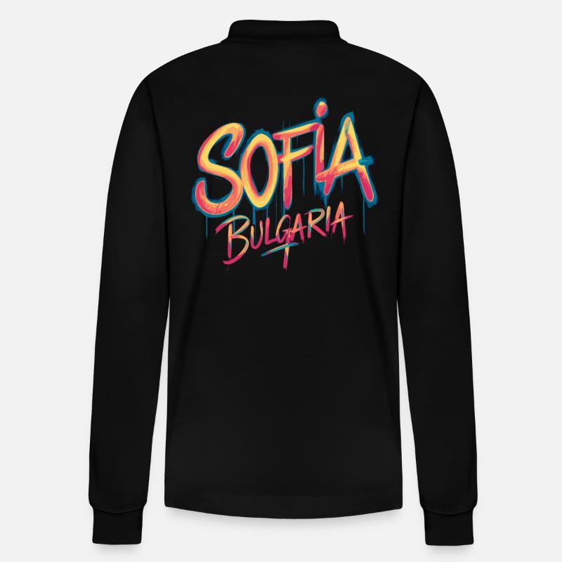 Souvenir de Sofia Bulgarie - Polo à manches longues bio PREPSTER Stanley/Stella Unisexe - noir