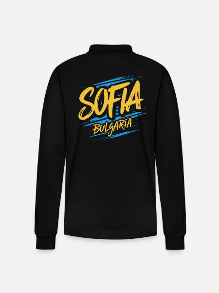 Sofia Bulgaria Souvenir - Stanley/Stella Organic Unisex Long-Sleeved Polo Shirt Prepster - black