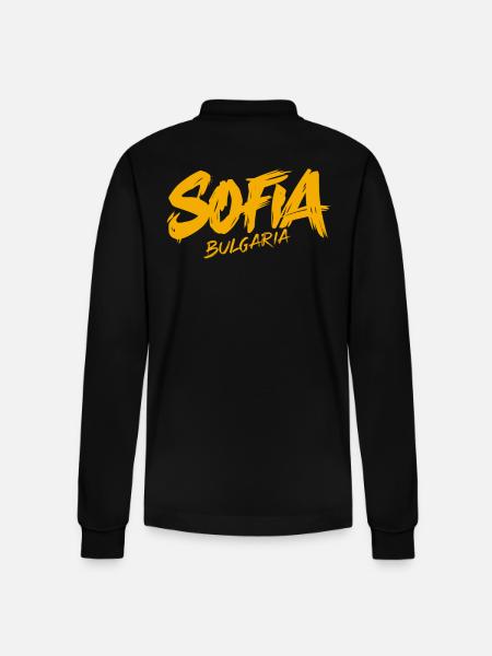 Sofia Bulgaria Souvenir - Stanley/Stella Organic Unisex Long-Sleeved Polo Shirt Prepster - black