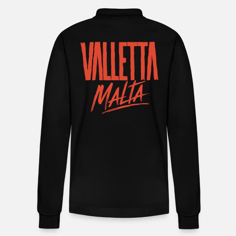 Valletta Malta Souvenir Erinnerung - Stanley/Stella Unisex Bio-Langarm-Poloshirt Prepster - Schwarz