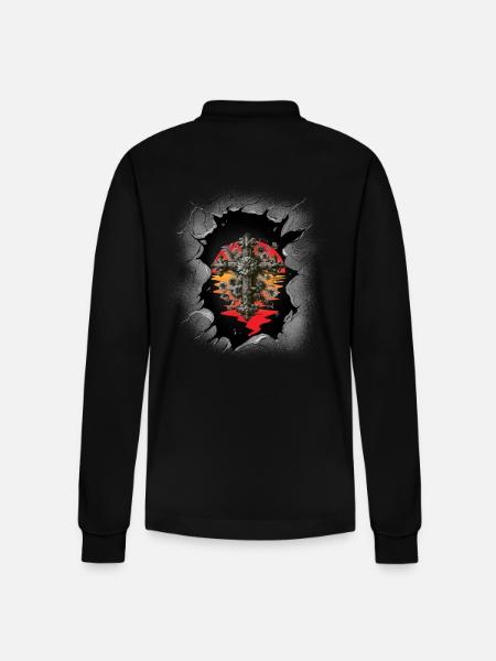 Cross, Crosses, Crucifix, Halloween, Occult, Spiritual - Stanley/Stella Organic Unisex Long-Sleeved Polo Shirt Prepster - black