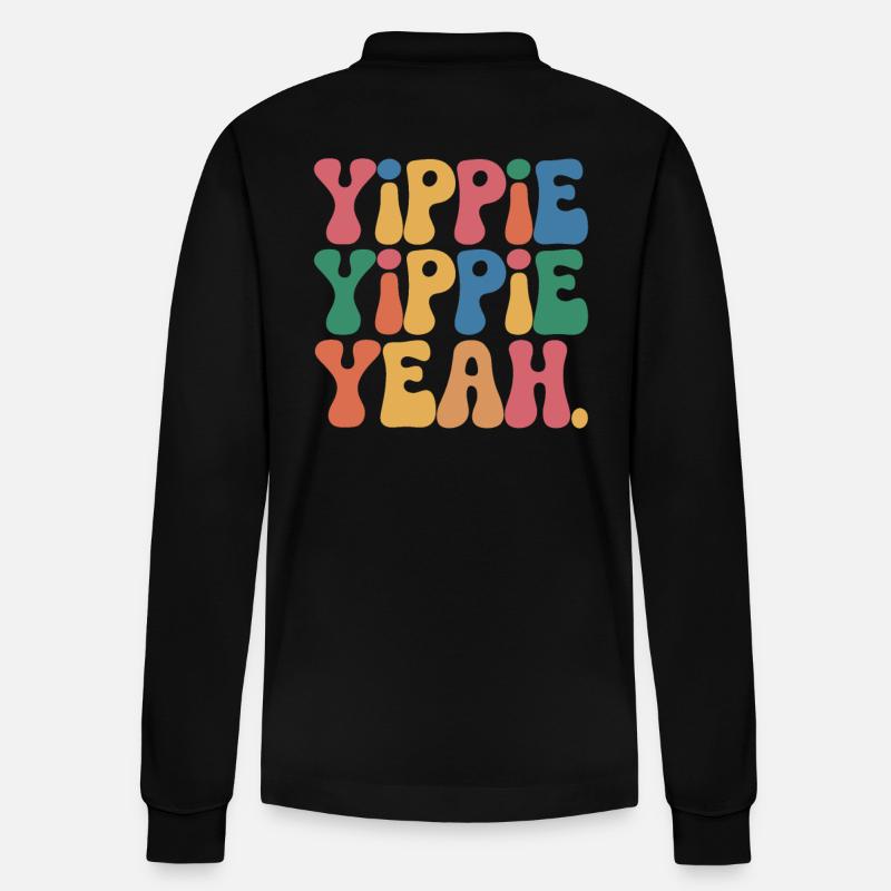 Yippie Yippie Yeah - Stanley/Stella Unisex Bio-Langarm-Poloshirt Prepster - Schwarz
