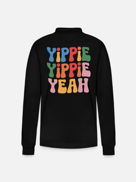 Yippie Yippie Yeah - Stanley/Stella Unisex Bio-Langarm-Poloshirt Prepster - Schwarz