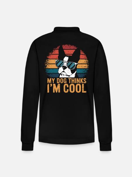 Boston Terrier Min hund synes, jeg er sej - Stanley/Stella Prepster økologisk unisex langærmet poloshirt - sort