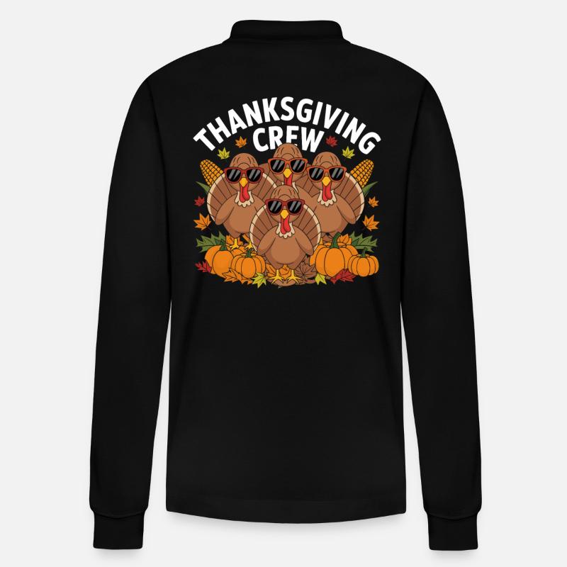 Thanksgiving Crew Erntedank - Stanley/Stella Unisex Bio-Langarm-Poloshirt Prepster - Schwarz