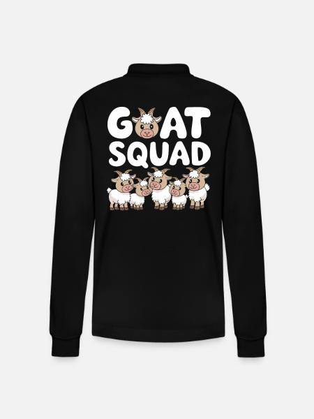 Goat Groups Design Goat Squad - Stanley/Stella Organic Unisex Long-Sleeved Polo Shirt Prepster - black