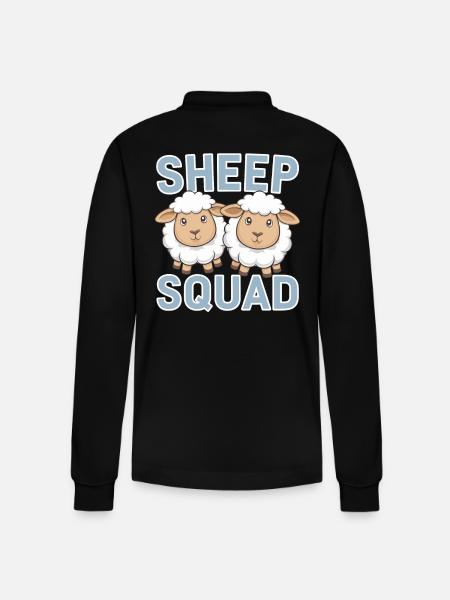Sheep Groups Design Sheep Squad - Stanley/Stella Organic Unisex Long-Sleeved Polo Shirt Prepster - black