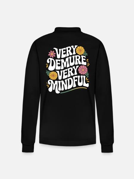Very humble very mindful flowers - Stanley/Stella Organic Unisex Long-Sleeved Polo Shirt Prepster - black