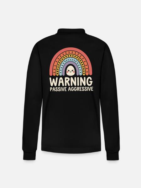 Caution Passive Aggressive Rainbow - Stanley/Stella Organic Unisex Long-Sleeved Polo Shirt Prepster - black