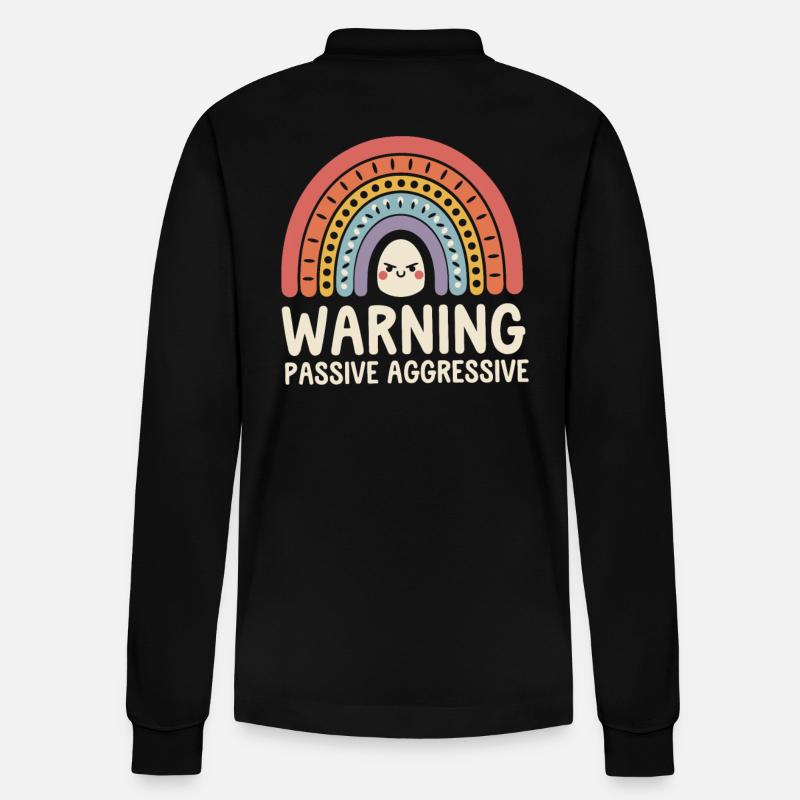 Vorsicht Passiv Aggressiv Regenbogen - Stanley/Stella Unisex Bio-Langarm-Poloshirt Prepster - Schwarz