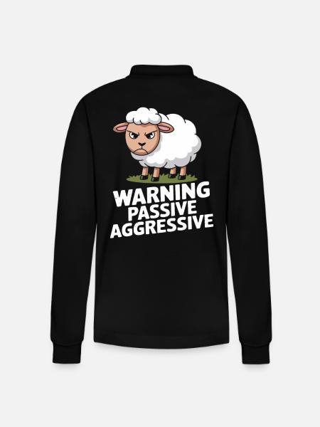 Beware Passive Aggressive Sheep - Stanley/Stella Organic Unisex Long-Sleeved Polo Shirt Prepster - black