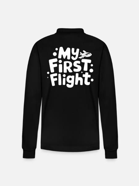 My First Flight Adventure Trip - Stanley/Stella Organic Unisex Long-Sleeved Polo Shirt Prepster - black