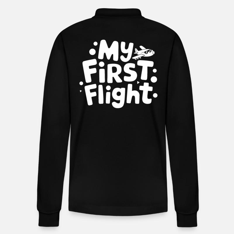 Mein Erster Flug Abenteuer Reise - Stanley/Stella Unisex Bio-Langarm-Poloshirt Prepster - Schwarz