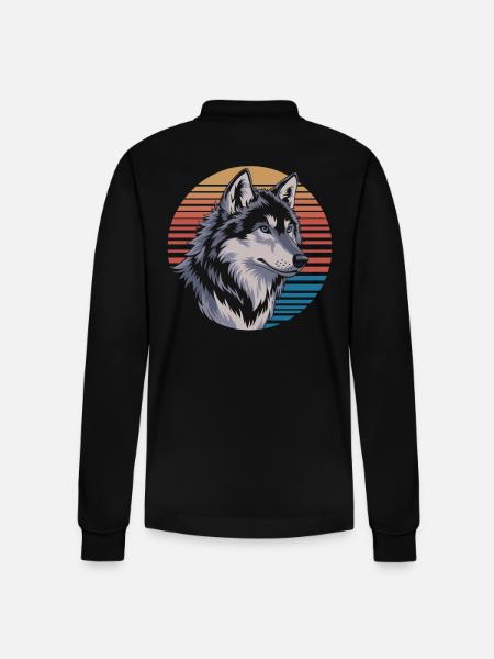Majestic wolf before sunset - Stanley/Stella Organic Unisex Long-Sleeved Polo Shirt Prepster - black