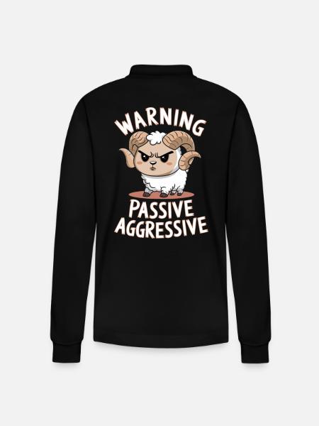 Warning Passive Aggressive - Stanley/Stella Organic Unisex Long-Sleeved Polo Shirt Prepster - black