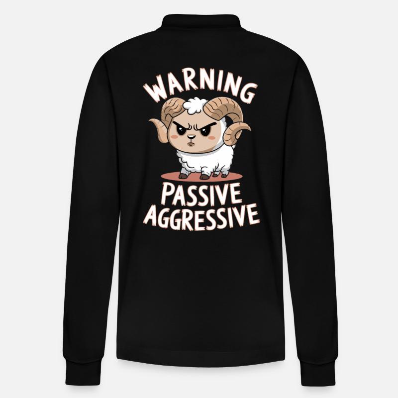 Warning Passive Aggressive - Stanley/Stella Unisex Bio-Langarm-Poloshirt Prepster - Schwarz