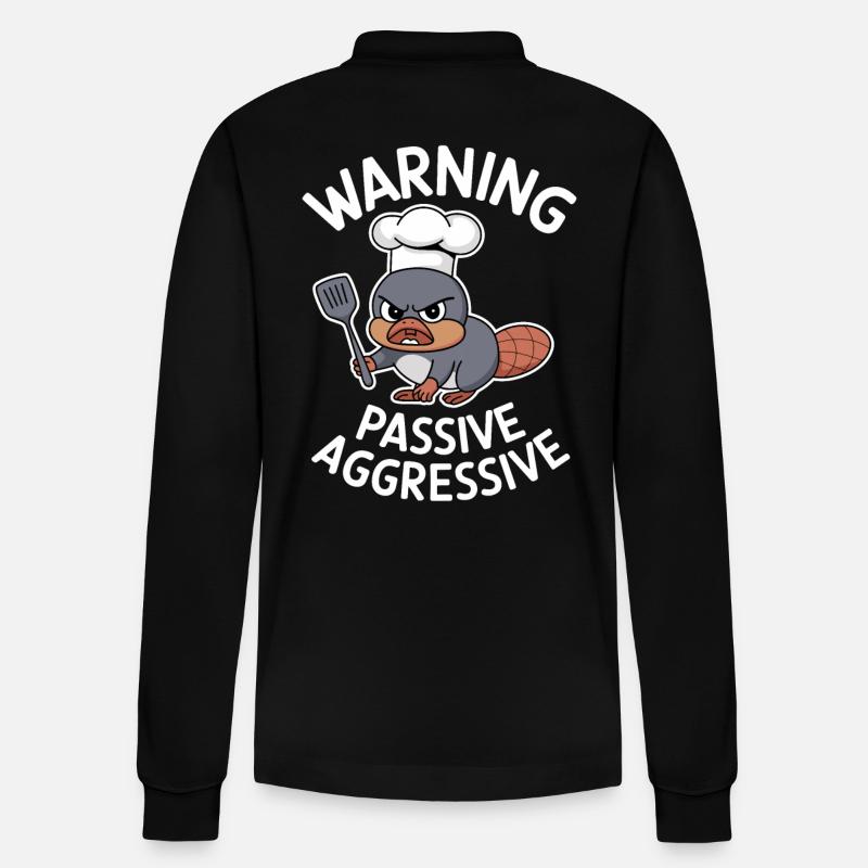 Beware Passive Aggressive Cook - Stanley/Stella Organic Unisex Long-Sleeved Polo Shirt Prepster - black