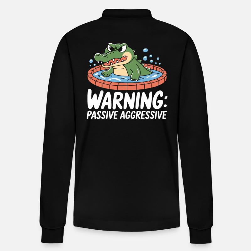 Avertissement : Crocodile passif agressif Fun - Polo à manches longues bio PREPSTER Stanley/Stella Unisexe - noir