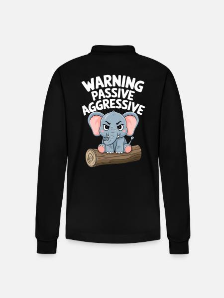 Beware Passive-Aggressive Funny Elephant - Stanley/Stella Organic Unisex Long-Sleeved Polo Shirt Prepster - black