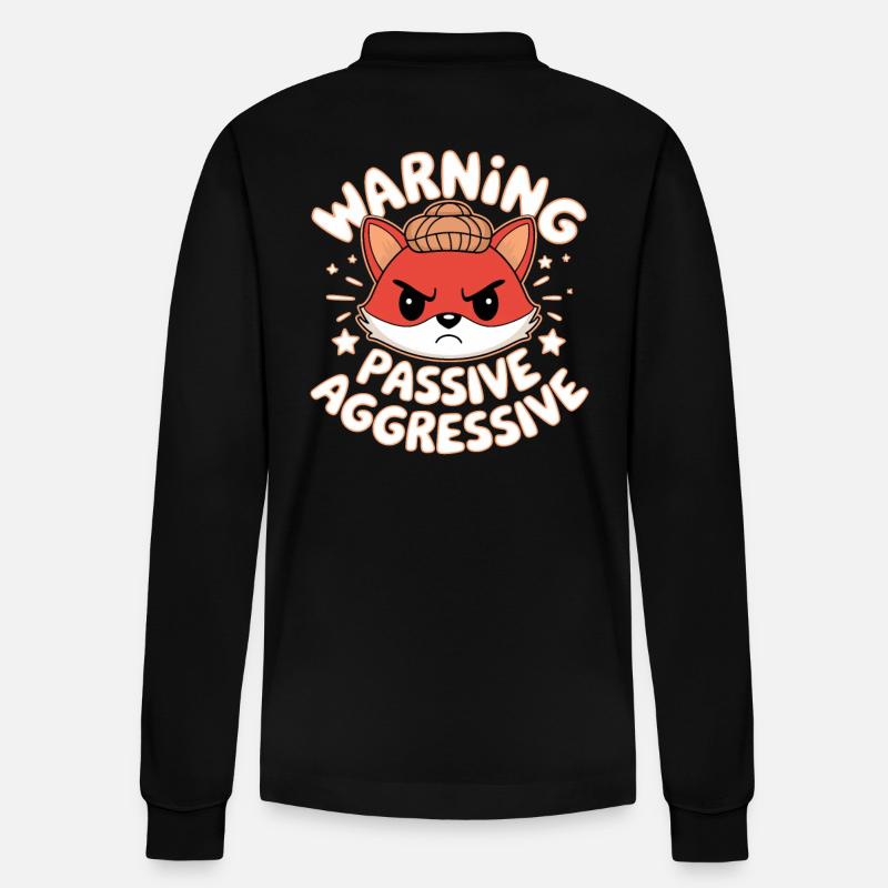 Warning Passive Aggressive Fuchs Illustration - Stanley/Stella Unisex Bio-Langarm-Poloshirt Prepster - Schwarz