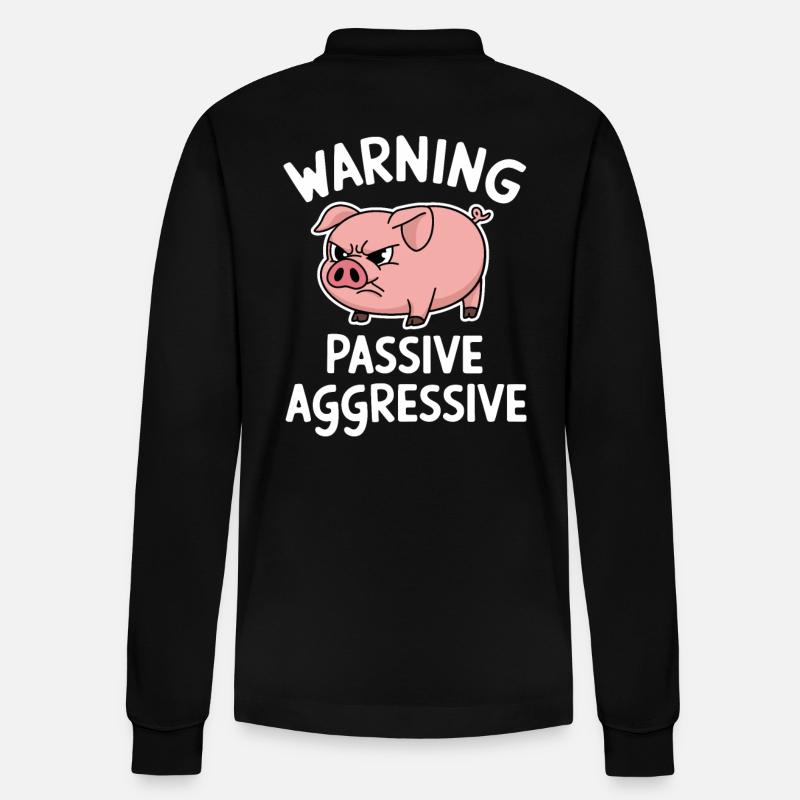 Warnung Passiv Aggressiv Schwein - Stanley/Stella Unisex Bio-Langarm-Poloshirt Prepster - Schwarz
