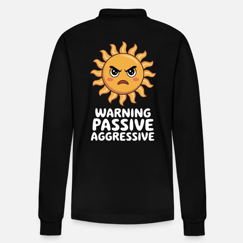Attention Passif Agressif Soleil - Polo à manches longues bio PREPSTER Stanley/Stella Unisexe - noir