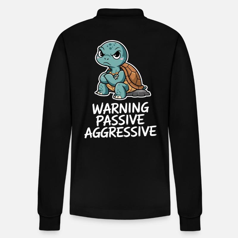 Warnung Passive Aggressive Schildkröte - Stanley/Stella Unisex Bio-Langarm-Poloshirt Prepster - Schwarz