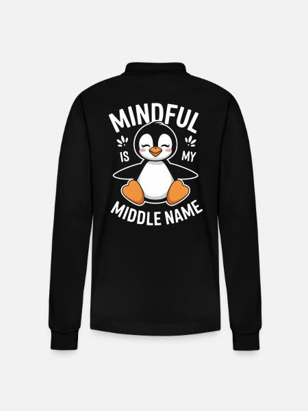 Mindfulness is my middle name - Stanley/Stella Organic Unisex Long-Sleeved Polo Shirt Prepster - black