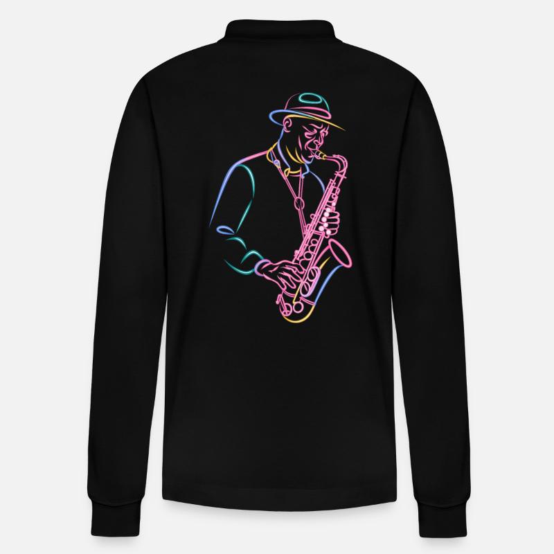 Saxophoniste de jazz passionné - Polo à manches longues bio PREPSTER Stanley/Stella Unisexe - noir