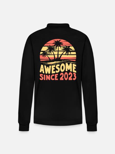 Awesome since 2023 birthday - Stanley/Stella Organic Unisex Long-Sleeved Polo Shirt Prepster - black