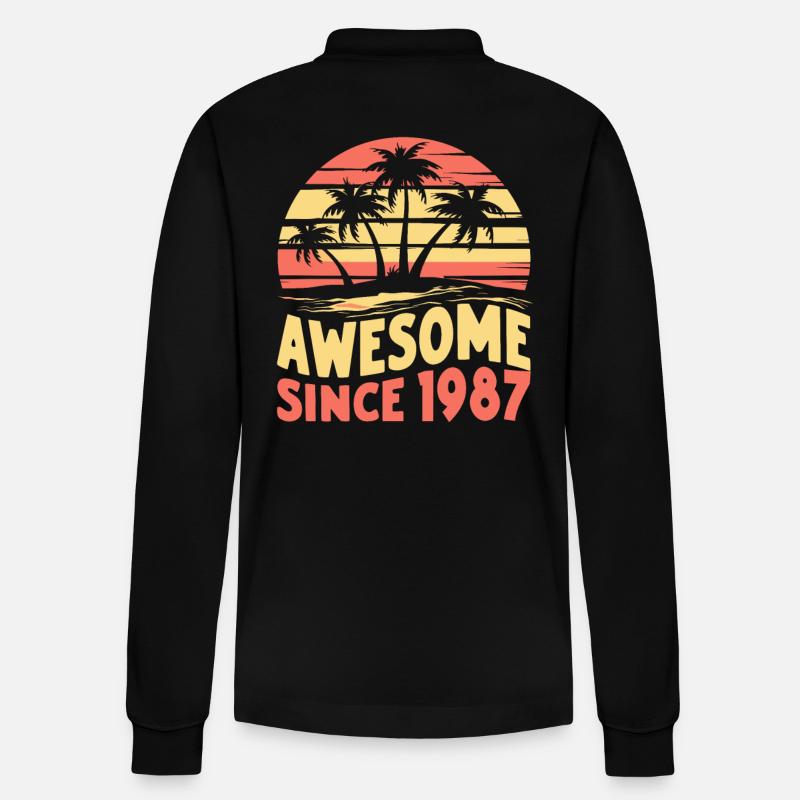 Awesome Seit 1987 Geburtstag - Stanley/Stella Unisex Bio-Langarm-Poloshirt Prepster - Schwarz