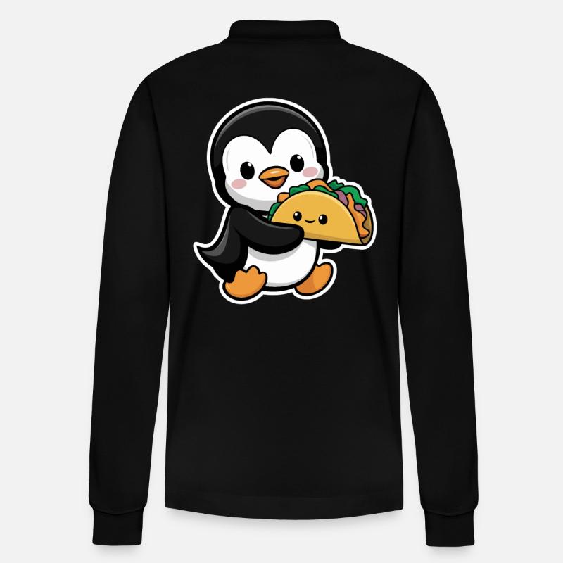 Pingouin mignon avec taco - Polo à manches longues bio PREPSTER Stanley/Stella Unisexe - noir