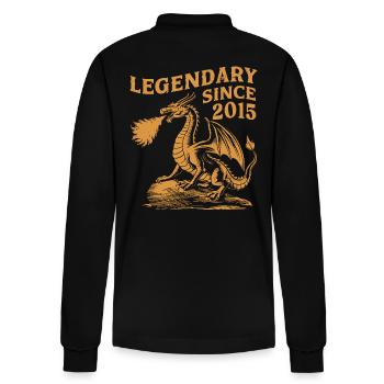 Légendaire depuis 2015 Anniversaire Dragon Fantasy - Polo à manches longues bio PREPSTER Stanley/Stella Unisexe - noir - Dos - Anna (173cm)