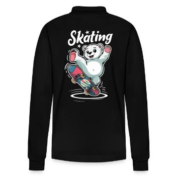 Ours mignon sur le skateboard patinant - Polo à manches longues bio PREPSTER Stanley/Stella Unisexe - noir - Dos - Anna (173cm)