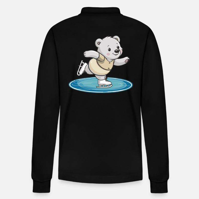 Eislaufender Bär auf Eisfläche - Stanley/Stella Unisex Bio-Langarm-Poloshirt Prepster - Schwarz