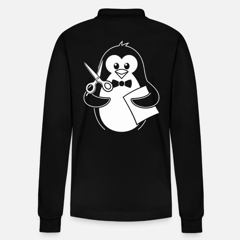 Pinguin Mit Schere Bastelhobby - Stanley/Stella Unisex Bio-Langarm-Poloshirt Prepster - Schwarz