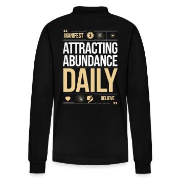 Daily Attraction Prosperity Quote - Stanley/Stella Organic Unisex Long-Sleeved Polo Shirt Prepster - black - Back - Anna (173cm)