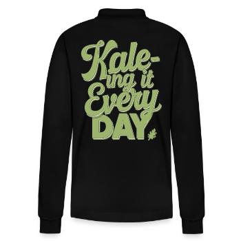 Vegan Vegetarisch: Kale-ing It Every Day - Stanley/Stella Unisex Bio-Langarm-Poloshirt Prepster - Schwarz - Hinten - Anna (173cm)
