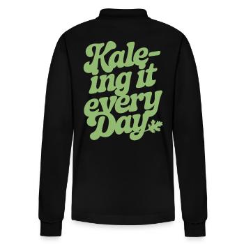 Kale-ing It Every Day Vegan Vegetarisch - Stanley/Stella Unisex Bio-Langarm-Poloshirt Prepster - Schwarz - Hinten - Anna (173cm)