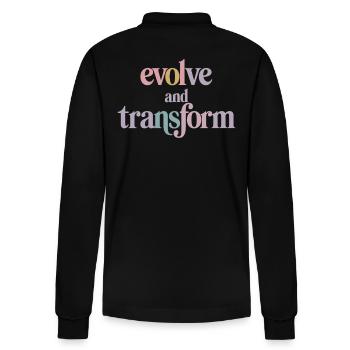 Evolve And Transform Inspirierende - Stanley/Stella Unisex Bio-Langarm-Poloshirt Prepster - Schwarz - Hinten - Anna (173cm)