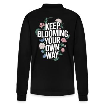Keep Blooming Your Own Way Botanical - Stanley/Stella Organic Unisex Long-Sleeved Polo Shirt Prepster - black - Back - Anna (173cm)