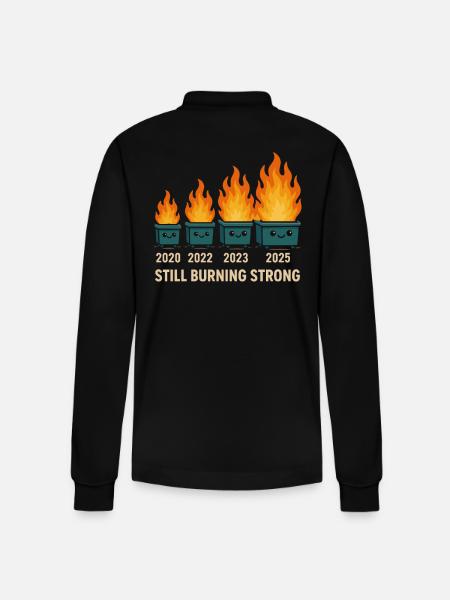 Dumpster Fire Humor - Stanley/Stella Organic Unisex Long-Sleeved Polo Shirt Prepster - black